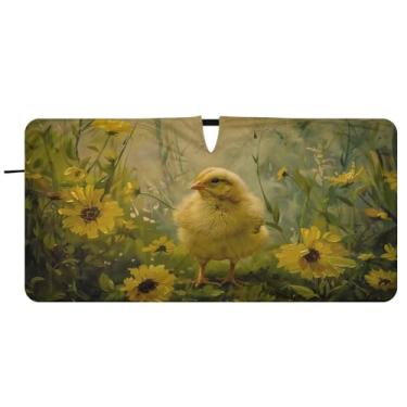 Imagem de CEBUGI Para-brisa de carro dobrável sombra de sol pintinho janela de carro guarda-sol dianteiro para-brisa para acessórios de carro bloqueador solar refletivo de carro legal, P