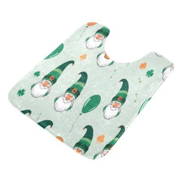 Imagem de Burbuja Tapete de banheiro St. Patrick Gnomo, tapete de banho macio absorvente de pelúcia, base antiderrapante para piso de banheiro, oval em forma de U