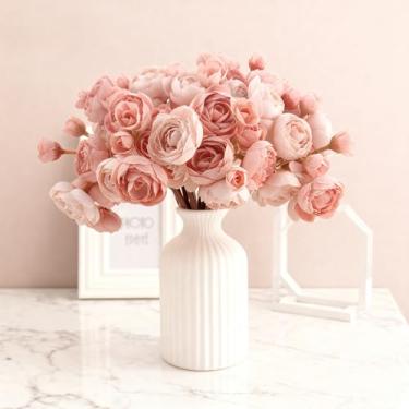 Imagem de Embewhis 24 hastes de flores artificiais de ranúnculo - buquê de ranúnculo de seda sintética 96 flores para decorações de casamento, decoração de casa, arranjos de férias e centros de mesa grandes