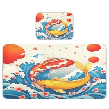 Imagem de Burbuja Tapete refrescante para bebês japonês, vermelho, dourado, para cama de peixe, gelo de seda para colchão de berço, almofada de dormir com fronha para meninas e meninos, 71 x 132 cm