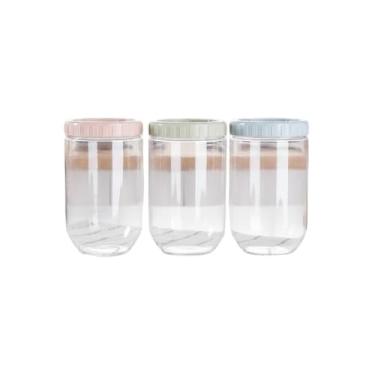Imagem de Conjunto 3 Potes Plástico com Tampa Hermética, Polipropileno sem BPA, 450ml/1000ml/1600ml, Cores Sortidas, Empilhável, para Armazenamento de Alimentos