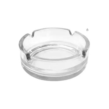 Imagem de Cinzeiro de Vidro Redondo Transparente, 11cm de Largura, 3,5cm de Altura, para Bar, Restaurante e Casa