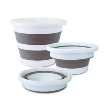 Imagem de Balde Retrátil Dobrável 10l Portátil Para Pets E Limpeza Branco