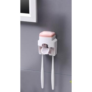 Imagem de Suporte Para Escovas de Dentes Com Espremedor de Pasta de Dentes Integrado, FáCil de Usar e Altamente PráTico.(ROSA)
