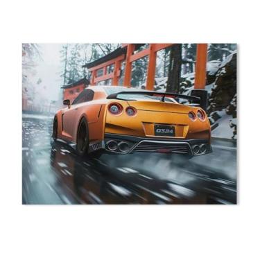 Imagem de HouLaiZhe Drift Sports R35 Jdm Car Cool Posters Tela Estética Decoração de Quarto Pintura de Parede Impressões Sala de Galeria Decoração de Parede para Quarto Sala de Estar Escritório 18 x 24