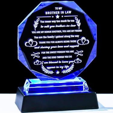 Imagem de YWHL Presente de cunhado com base de LED colorida, ideias exclusivas de presentes de aniversário de lembrança de cristal para cunhado adulto, cunhado, presentes de cunhada no casamento, Natal, Dia dos