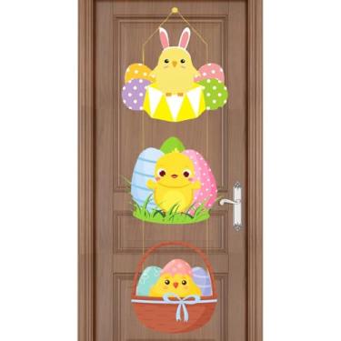 Imagem de Decoração de Páscoa - Faixa de Festa Acessórios para Festas - Placas de Porta para Feliz Páscoa com Cordas,Para Interior Exterior Casa de Campo Janela Parede Lareira