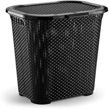 Imagem de Cesto para roupa suja grande, plastico resistente e leve, util.