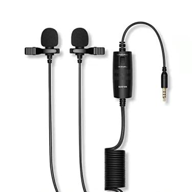 Imagem de Microfone de lapela SOLESTE de 3,5 mm Microfone de colar com clipe de 6 metros com fio para câmera SLR de smartphone com bolsa de armazenamento Adaptador de áudio de 6,5 mm