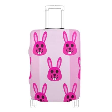 Imagem de Joisal Capa protetora especial para mala de viagem, capa protetora personalizada rosa com dentes de coelho com dentes essenciais para férias, P, serve para capa de 45 a 50 cm, Dentes de coelho rosa, S