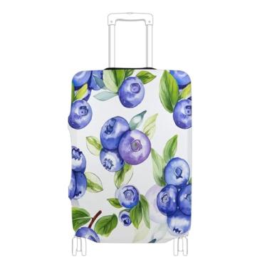 Imagem de Joisal Capa de mala fofa protetora de bagagem identificadores elásticos acessórios de viagem manga mirtilo suculento branco azul, P, serve para capa de 45 a 50 cm, Blueberry suculento branco azul, S