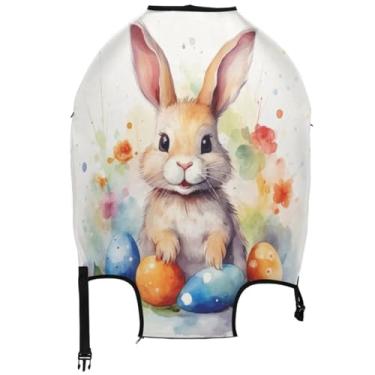 Imagem de Joisal Coelhinho da Páscoa, ovos, aquarela, protetor de bagagem, capas de mala, cores protetoras essenciais para férias, Aquarela de ovos de coelhinho da Páscoa, S 18-20 in, Capa de mala