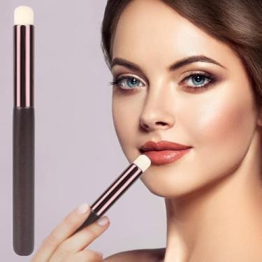Imagem de 2 pincéis de batom com cabo longo, aplique uniformemente, cerdas macias de fibra artificial, 11,5 cm