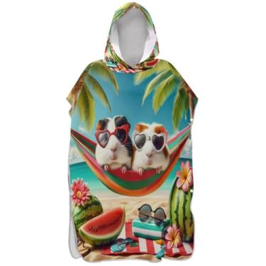 Imagem de Joisal Lindo Hamster Animal Surf Poncho Trocador Adulto Praia Banho Com Capuz Toalhas Plus Size Adulto Ponchos para Mulheres