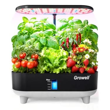 Imagem de Growell Kit de sistema de cultivo hidropônico, 16 cápsulas, sistema de jardinagem interna vertical de 8 L para ervas e vegetais e frutas, com luz LED de cultivo, circulação de água inteligente, 3