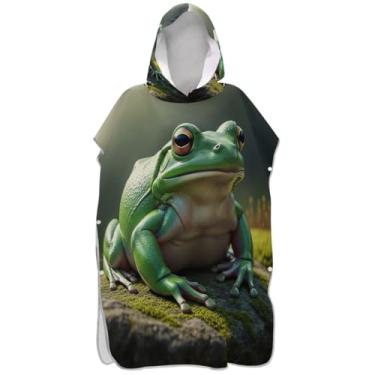 Imagem de Joisal Poncho de surfe para adultos trocador com capuz toalha de natação bonito vestível sapo engraçado homens mulheres poncho com capuz