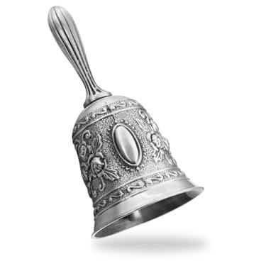 Imagem de Sino de mão sólido, extra alto vintage mesa de jantar sino de chamada para casamento, professor, serviço de treinamento de animais de estimação, meditação