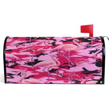 Imagem de TSENQUE Capas de caixa de correio rosa flamingos tropicais brids outono magnético sazonal vinil caixa de correio envolve inverno moderno caixa de correio decoração de jardim tamanho padrão 52,6 x 45,8