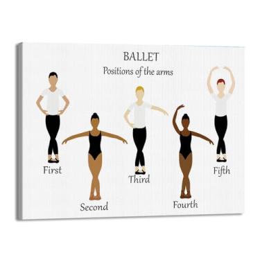 Imagem de Ballet Positions Dance Poster Ballerina Education Wall Art Prints Canvas Painting Pictures Ballet Studio Dance Room Home Decor (SKU4,40.6x50.8 cm = (40x50cm), Emoldurado (Tela Embrulhada))