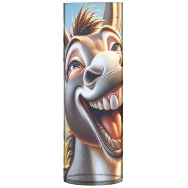 Imagem de Vasos de flores cilíndricos para buquê de burro rindo, vasos altos engraçados para flores, decoração moderna floral exclusiva, 30 cm x 9,9 cm