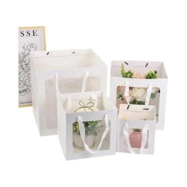 Imagem de Bolsa Tote Floral Portátil Dobrável Com Janela Transparente Caixa De P