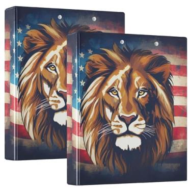 Imagem de Fichários de 3,8 cm com bandeira de cabeça de leão, 3 argolas, 200 folhas, 3 pastas de anéis, fichário de receita de anel redondo, 31,5 x 27 x 6 cm, pacote com 2