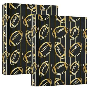Imagem de Fichários Gold American Footballs, 3 argolas, 200 folhas, portfólio redondo, 31,5 x 27 x 6 cm, pacote com 2
