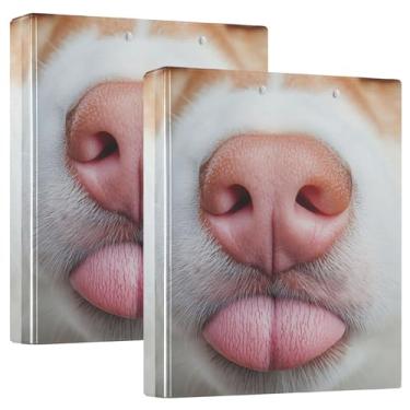 Imagem de Close Up Fichários engraçados de nariz de cachorro de 3,8 cm, 3 argolas, 200 folhas, 3 pastas de anel, fichário redondo, 31,5 x 27 x 6 cm, 1 pacote