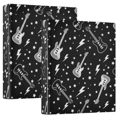 Imagem de Fichários pretos de 3,8 cm para violão rock, 3 argolas, 200 folhas, pastas, floral, redondo, fichário, apresentação, 31,5 x 27 x 6 cm, 1 pacote