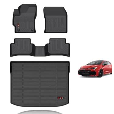 Imagem de KELCSEECS Tapetes de chão e forro de carga para GR Corolla 2026 2025 2024 2023 GR Corolla Tapetes de carro para todos os climas Tapete porta-malas GR Corolla acessórios preto