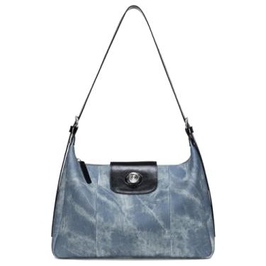Imagem de LA FESTIN Bolsa de couro jeans azul bolsa transversal para mulheres bolsa tiracolo de grande capacidade Hobo Designer Tote com alça ajustável - perfeita para uso diário