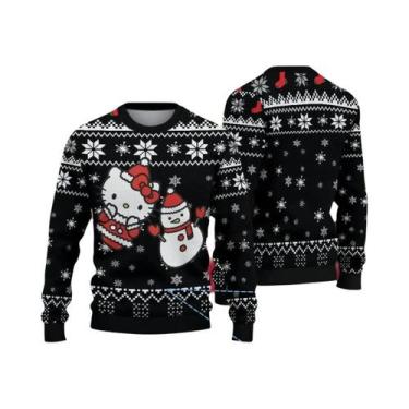 Imagem de Moletom Feminino Sanrio Hello Kitty Com Estampa 3D De Boneco De Neve E