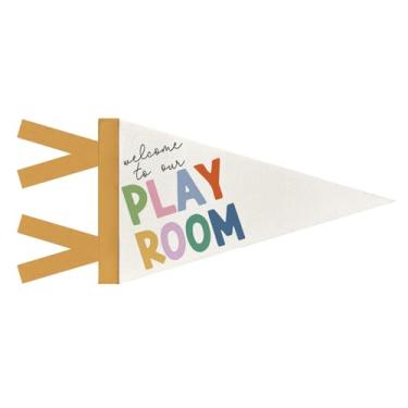 Imagem de WXHUM Decoração de sala de jogos de berçário infantil, bem-vindo à sala de jogos, bandeiras de bandeira de feltro, decoração de arte de parede para decoração de quarto de crianças, 20 x 43 cm