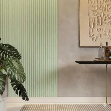 Imagem de Placas Ripados Decorativo Adesiva 45x11 Painel Qualidade Sala Penteadeira(Verde Menta,15 PLACAS)