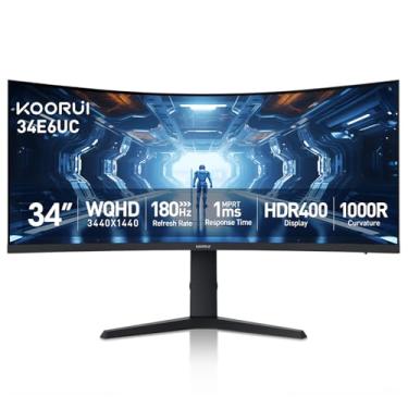 Imagem de Monitor para jogos KOORUI de 34 polegadas curvo ultralargo WQHD 3440×1440, 165 Hz 1000R- PIP/PBP, 1 ms (MPRT), HDR400, DCI-P3 95%
