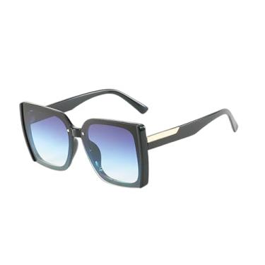 Imagem de HCPIHF Óculos de grau femininos com lentes multicoloridas e gradientes, leves (cinza azul)