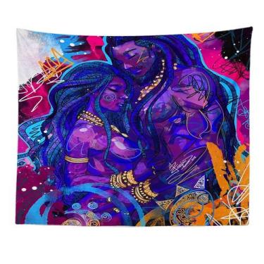 Imagem de Tapeçaria, microtecido de parede para mulher africana, 150x130cm, deco