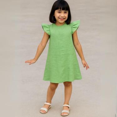 Imagem de Vestido Infantil Hello Kitty com Mangas Franzidas Viscose Trabalhada, 