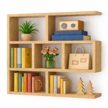 Imagem de Prateleira Decorativa MDF Cru 90x90x20cm Elegante Multiuso - SIXTEEN D