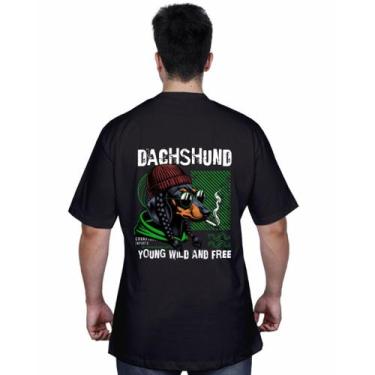 Imagem de Camiseta Streetwear 100% Algodão Estampa Cachorro Dachshund Produto Or