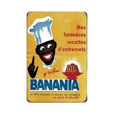 Imagem de Placa De Metal Rústica Estilo Shabby Chic França BANANIA Para Bebidas 