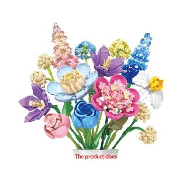 Imagem de Blocos De Montar Bouquet De Violetas E Tulipas DIY Modelo De Flor Amor