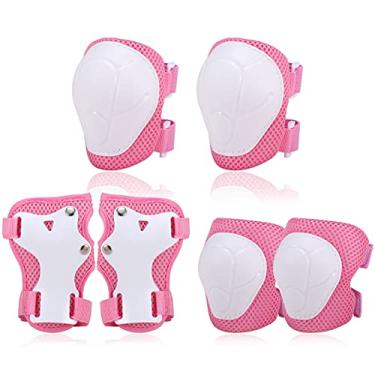Imagem de Gainty Conjunto de joelheiras infantis 6 em 1 kit de proteção para cotovelo joelheiras com protetores de pulso Almofadas de proteção de segurança infantil para patins de patins