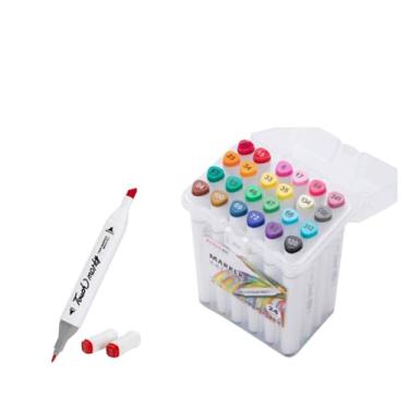 Imagem de Um conjunto de marcadores de ponta dupla, cada conjunto contendo 24/36/48/60 marcadores, com tampas. (24 cores)