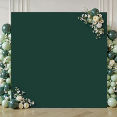 Imagem de Capa de arco de casamento verde escuro 1,6 x 1,8 m capa de fundo quadrado para chá de bebê, 2 lados, elastano, elástico para festa de aniversário, cerimônia, formatura, banquete, decoração