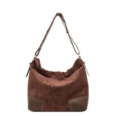 Imagem de Women's Suede Tote Bag, Stylish Vintage Multi-Function Shoulder Bag, Niche Design, High-Capacity Daily Commuter Bucket Bag (Coffee brown)
