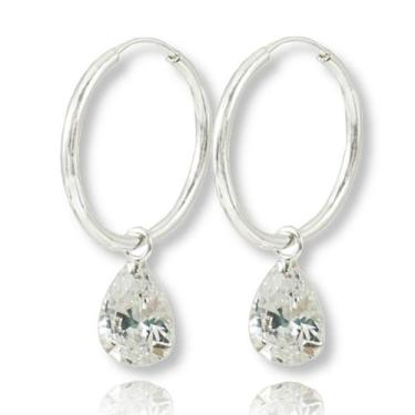 Imagem de Brinco Argola Ponto Luz Gota Prata Legitima 925 - Lojas La&Ny Pratas, 