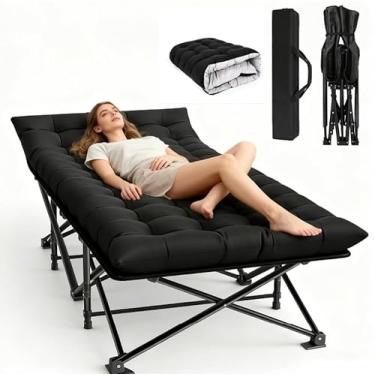 Imagem de Berço de acampamento extragrande, berço dobrável para adultos, cama portátil dobrável ao ar livre com tapete e bolsa de transporte, berços resistentes para viagens ao ar livre, acampamento, férias na