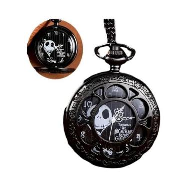 Imagem de Relógio De Bolso De Quartzo Caveira Diabólica Com Corrente  Tendência 