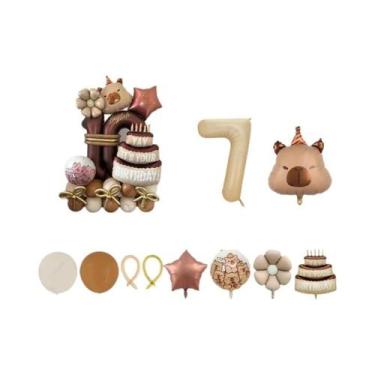 Imagem de Balão De Alumínio De Aniversário Com Tema De Capivara, 44 Peças, Prese